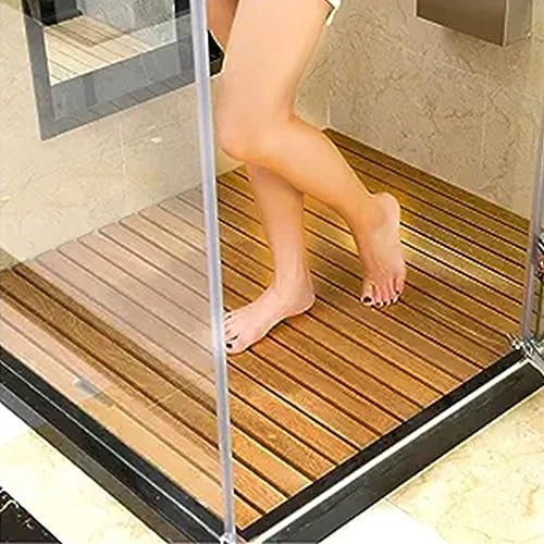RENLXFI 12/20/24/28/31/36 Zoll Holz Badematte für innen Dusche, Anti-Rutsch-Dusche Bodenmatte für Spa Sauna Pool Hot Tub, Bodenbelag Dekor geschliffen Plattform (Size : 23.6x31.5in/60x80cm)