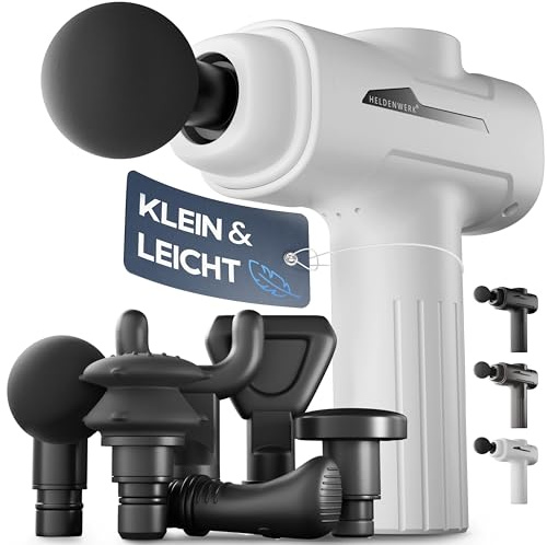 HELDENWERK Massagepistole inkl. 6 Massageköpfen & 3200 U/min I Muskel Massage-Gun mit USB-C Anschluss I Muskel Massagegerät, Massagegun, Muskelmassagepistole, Muskelpistole (Weiß)