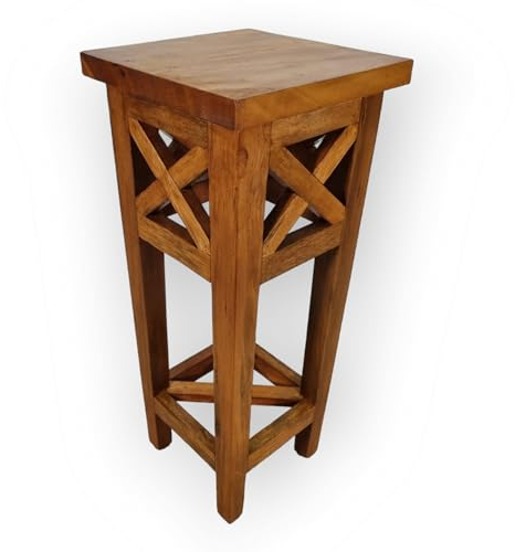 Kinaree Mahagoni Blumenständer Bedford - 75 cm Pflanzentisch - Beistelltisch Dunkel Braun im Kolonialstil - Hellbraun im Landhausstil (Hell)