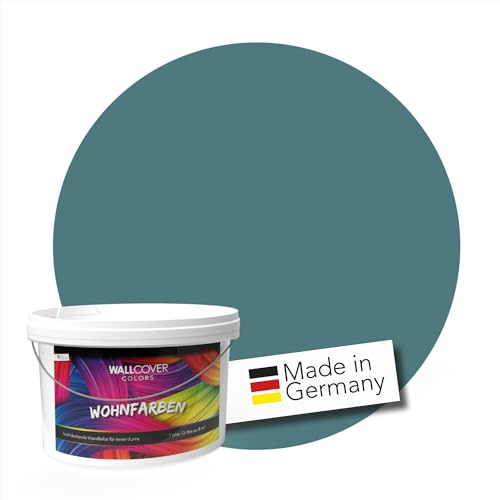 WALLCOVER hochwertige Wandfarbe für Innen | Petrol blau-grün | 2.5L für 20m² | Hochdeckende Innenfarbe Matt (Klasse 1) | Profi Qualität aus Deutschland