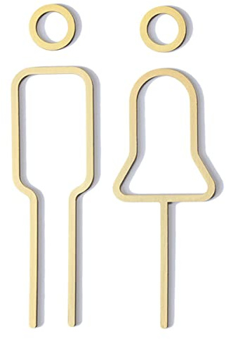 SnamicE WC-Schild, Messing-Männer- und Damen-Figuren-Schilder-Set, Moderne Badezimmer-Türschilder, WC-Beschilderung (behindert) (behindert) (Gold 2)
