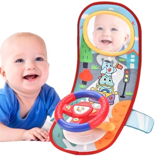 Kinder-Lenkrad-Spielzeug, Spielzeug-Lenkrad für Auto - Simuliertes Fahrlenkrad - 360° drehbares, simuliertes Fahrspielzeug mit lustigem Kurbelgeräusch für Kinder, Intelligenzbildung, Farberkennung