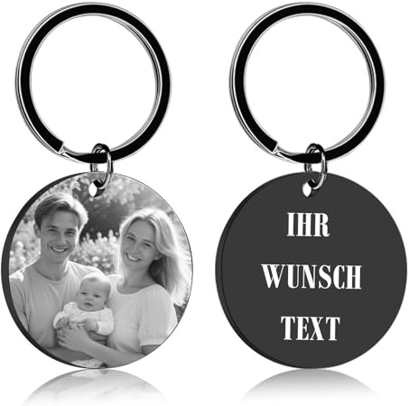 BEXOA Schlüsselanhänger Personalisiert mit Foto - Gravur Personalisierte Edelstahl Schlüsselanhänger Geschenke für Herren