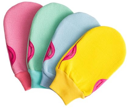 Baluue 4stücke Peeling-handschuhe Für Körperpflege Doppelseitige Exfoliationshandschuhe Für Männer Und Frauen Für Dusche Und Badewanne Zufällige Farbe