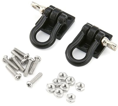 Chanjorlin 1/10 RC Crawler Car Metal Trailer Tow Hooks Buckle Winch Shackles RC Decorations Accessories for 1:10 Scale Rock Crawler Truck Car Traxxas TRX4 Redcat Axial SCX10 RC4WD Tamiya D90 (Black)