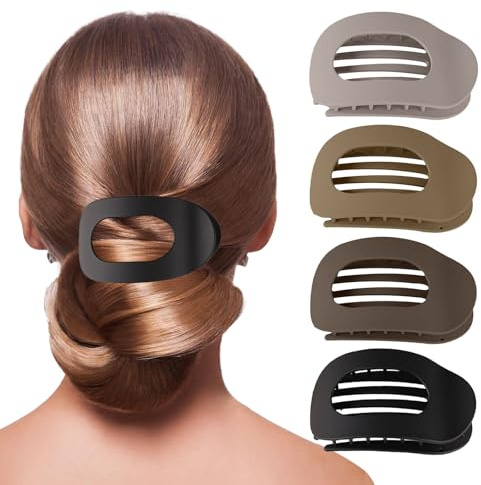 TenaLucy Lot de 4 pinces à cheveux mates pour femme - Pinces à cheveux antidérapantes pour femme - Tenue solide - En plastique - Dents françaises - Double rangée (4 couleurs)