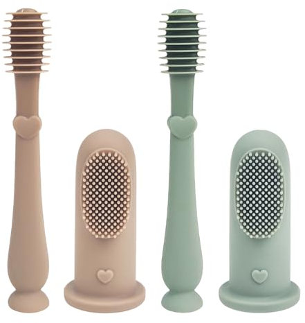 UILYNIU 4 Stück Silikon Baby Zahnbürsten Set, Zahnbürste für Babys, Babyzahnbürste Fingerzahnbürste für Baby und Kleinkinder 0-24 Monate Mundreinigungsset