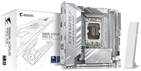 GIGABYTE B860I AORUS PRO Ice Mainboard - Intel Core Ultra CPUs, 8+1+2+1 Phasen VRM, bis zu 9200MHz DDR5, 1xPCIe 5.0 + 1xPCIe 4.0 M.2, 2,5 GbE LAN, WiFi 7, Thunderbolt 4