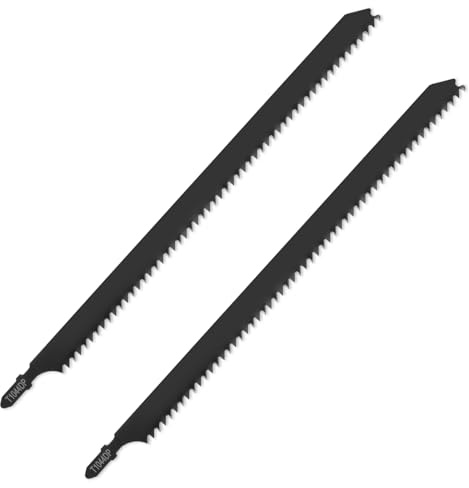 T1044DP Lot de 2 lames de scie sauteuse pour bois, 10, 6 TPI de précision pour une coupe rapide du bois, bois dur, contreplaqué, plastique, métal, noir