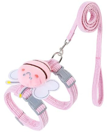 SHINROAD Bequeme Katzenleine für Kätzchen, verstellbares Geschirr-Set, weich, leicht, kleine Katzen, ausbruchsicheres Design mit sicheren Verschlüssen, ideal für den Außenbereich, Rosa, Größe M