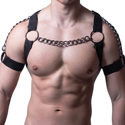 Pssopp Hombres de Arneses de Pecho Estilo Punk Pu Metal Suprender, Opresión Ajustable, Uso Versátil, Elección, Hecho Material, Ideal para Reuniones Clubes, Fiestas,