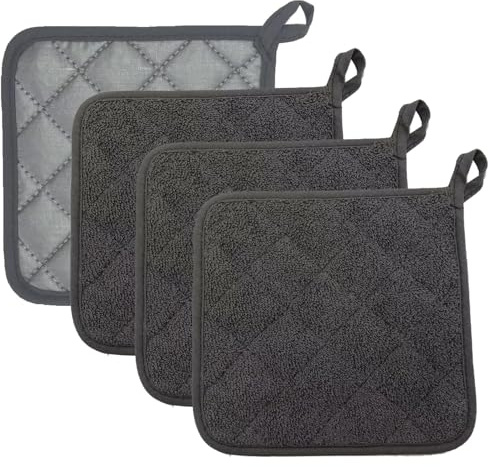 Set di 4 presine per cucina, resistenti al calore 550℉, 20CM*20CM, grigio scuro