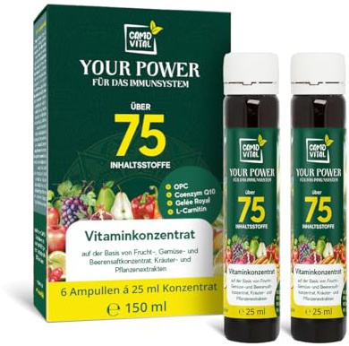 Mikronährstoffkonzentrat CamoVital Ampullen 6er Set, Vitaminkonzentrat mit Mineralstoffen und Spurenelementen. Monatsvorrat (2Packungen = 30 Tage)