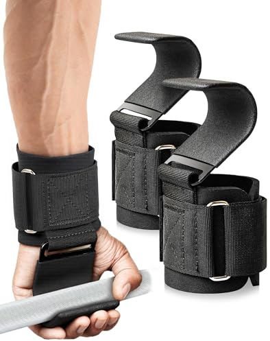 FitDA Zughilfen Haken Krafttraining für Männer &Frauen-Fitness Lifting Straps für Kreuzheben mit Handgelenkschutz-Zughilfe Haken-Gewichtheberhaken-Pull Up Zughilfe mit Haken Training