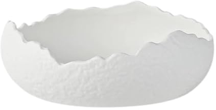 SiaBiced Cuenco de Cerámica Bol para Sopa Ensaladera Irregular Plato para Frutas Material Duradero Fácil de Limpiar Apto para Cocina Comedor Y Regalo, Blanco, Lámina