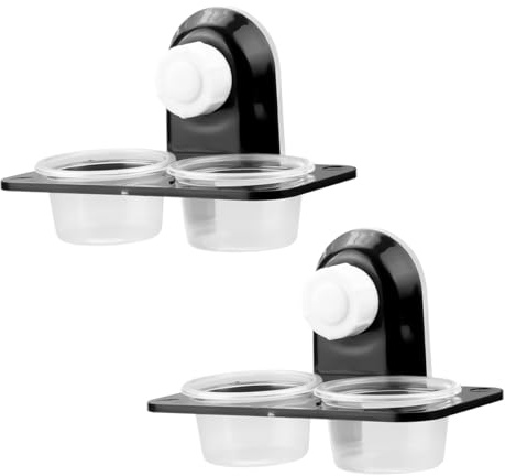 Hopzab 2 PCS Reptile Suction Water and Food Bowl Reptile Feeding Ledge double bowl feeder with Suction Cup for Lizard Snake Crested Gecko Fit Glass and Acrylic Box
