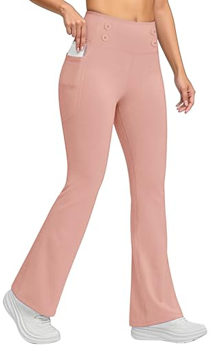 Générique Legging Polaire Femme Chaud Hiver Thermique Legging Anti Cellulite Jegging Taille Haute Doublé Polaire Doux Bootcut de Yoga et Pilates Fluide Évasé pour Exercice Pantalon Rose M