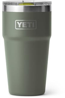 YETI Rambler 20 oz Stackable Tumbler, Stainless Steel, Vacuum Insulated with MagSlider Lid, Camp Green/Firefly Yellow