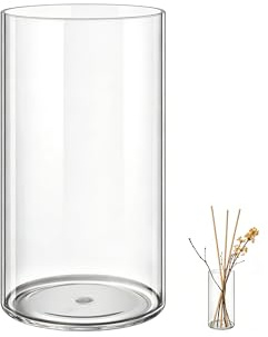 MELEJIA Vasi in Acrilico Rotondo Trasparente, Vaso Indistruttibile Leggero - Diametro 12cm x Altezza 25cm, Vasi Trasparente Resistente per Fiori Freschi/Finti, Decorazione Interna/Esternea
