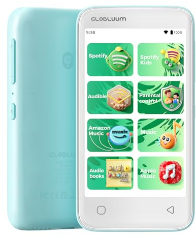 Globluum 80GB MP3 Player for Kids, Parental Controls, Supports Spotify Kids, Audible, LibriVox, Amazon Music and Kindle, MP4 Player Gift with 4 Touchscreen, WiFi and Bluetooth(Mint Green)