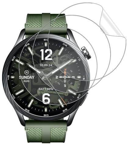 NUCNOK 3 Pack Protector Pantalla para Xiaomi Watch S5 46mm, Hidrogel Film HD Transparente Flexible Película con Cobertura Completa, Sin Burbujas y Antiarañazos