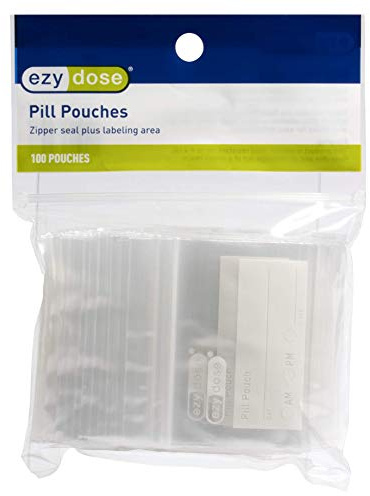EZY DOSE Disposable Pill, Vitamin, and Daily Medicine Organizer Pouches, Zippered Seal Baggies, Pocket Sized and Travel Friendly, Easy to Use, Write on Label, 100 Count, BPA Free