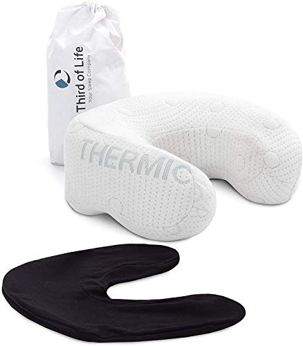 Nackenkissen ANDAR | Nackenhörnchen für Reisen im Auto, Flugzeug, Zug | Orthopädisches Reise-Kopfkissen mit Memory Foam für ruhigen Schlaf | Klima-Bezug & gratis Baumwoll-Bezug | 30x26x13/10 cm