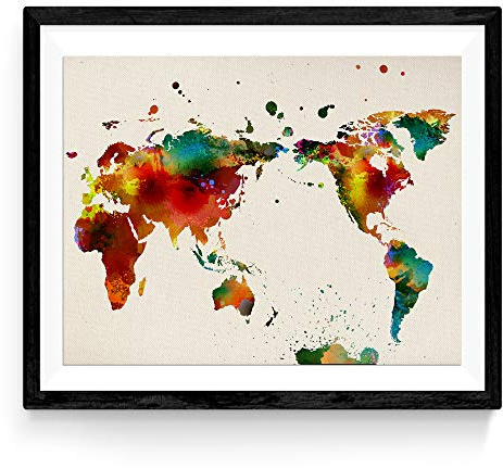 Druck auf Weltkarte umrahmen. WORLD MAP. Plakat mit Aquarellbildern Welt Stil. Print-Karten. Wohnkultur. 30x40 Größe Blätter für die Gestaltung. Hochwertige 250 Gramm Papier