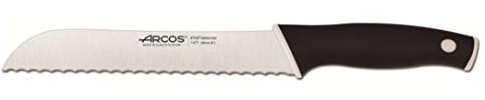 Arcos Serie Duo - Cuchillo Panero - Hoja serrada de 200 mm - Mango Color Negro Blanco