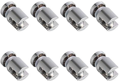UFURMATE Glass Shelf Bracket, 8 Cylindrical Adjustable Mounts - Glass Clamp Holders, Single-Sided Supports for 6-10mm Acrylic (Polished Chrome)