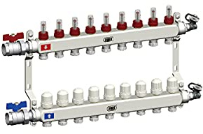 Heizkreisverteiler 2-12 Heizkreise Stellantrieb Fußbodenheizung manueller Entlüfter, Heizkreise:9 Heizkreise