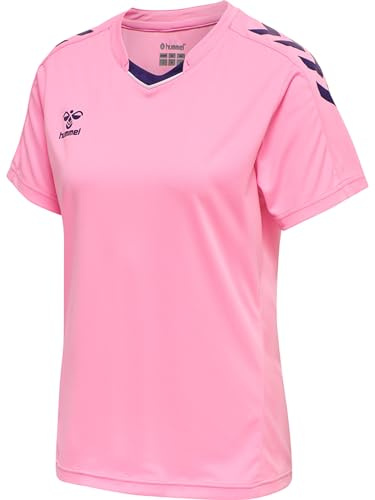 hummel Core XK Poly Jersey S/S Damen Trikot, Kurzarm Sport T-Shirt, Sportkragen mit Fronteinsatz, BEECOOL-Stofftechnologie, 100% Polyester, Normale Passform (1er Pack)
