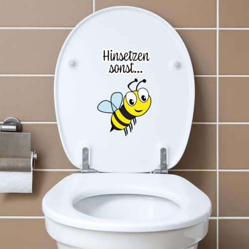 Finest Folia WC Aufkleber lustiger Spruch für Toilettendeckel Selbstklebender Sticker wasserfest – Klodeckel Deko Badezimmer Fun Aufkleber rückstandslos entfernbar (R173-01 Biene)