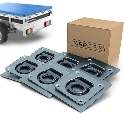 Tarpofix® Anhänger Zurrösen mit Gegenplatten (6 Stück) | Robuste Zurrmulden mit Einer geprüften Zugkraft von 800daN pro Zurrhaken | Langlebige Verzurrösen aus verzinktem & extra dicken Stahl