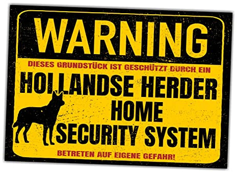 Hollandse Herder Schild Warning Security System Türschild Hundeschild Warnschild Schild Hund