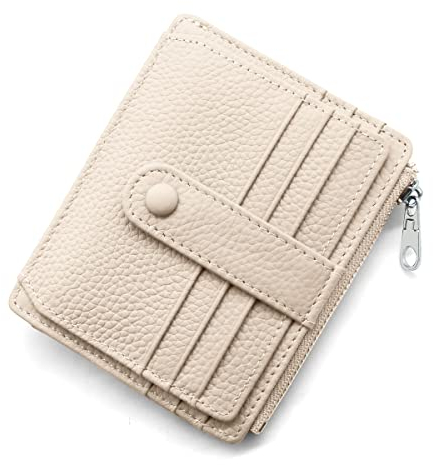 REETEE Geldbörse Damen Herren Klein Echtes Leder Kreditkartenetui RFID Schutz Geldbeutel Damen Kartenetui mit Münzfach, Mini Männer Portemonnaie 14 Kartenhalter Slim Wallet Geschenkbox (Weiß)