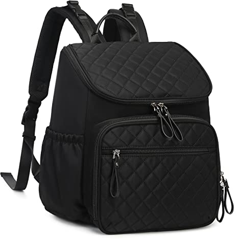 LORADI Baby Wickeltasche Großer Wickelrucksack mit Multifunktions-Babytaschen Passform für Kinderwage, Schwarz