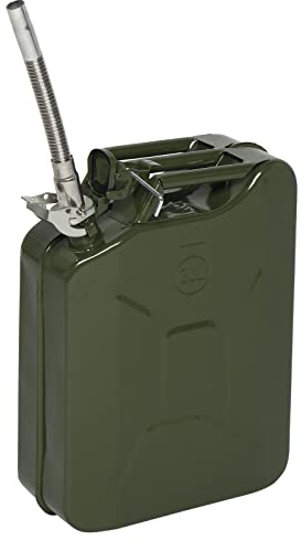 Bonnlo Bidon pour carburant en métal 20L avec bec verseur, bidon étanche carré en métal pour essence avec bec verseur, accessoire d'automobiles (vert, 1 bidon 20L-Type 2)