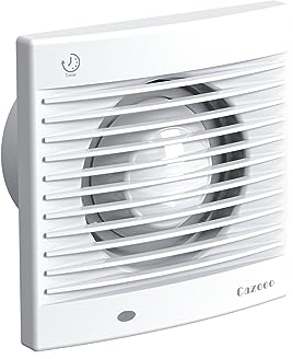 Cazooo 100mm Bathroom Extractor Fan with Timer, 130m³/h Quiet Bathroom Fan, Wall/Window Mounted Extractor Fan for Kitchen, Garage, Office, 12W, 34 dB, White