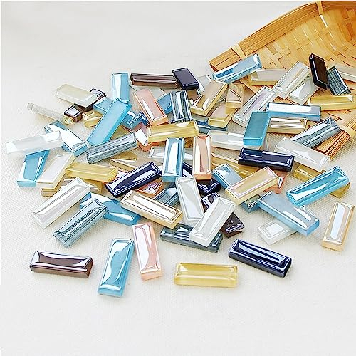 Mosaik-Buntglas-Streifen zum Basteln, 200 g, klares Glas, Mosaikstücke, Buntglas-Handwerk, DIY, Mosaikfliesen, Hobbys, Kunst, Handwerk, Material (MischenFarbe, 4,5 & 3 & 2,5 cm)
