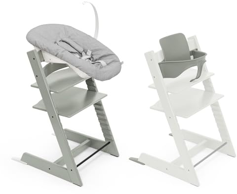 Sedia Stokke Tripp Trapp con Newborn Set e Baby Set, Glacier Green - Design sicuro, regolabile ed ergonomico