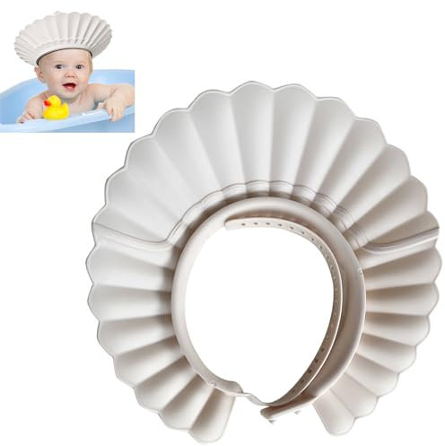 Cuffia per baby shower, protezione sicura in silicone, per proteggere la testa, gli occhi e le orecchie, morbida e regolabile, per neonati, bambini, bambini (beige)