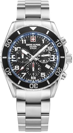 swiss alpine military Herren Uhr Chronograph Analog Quarz 7029.9 Edelstahl