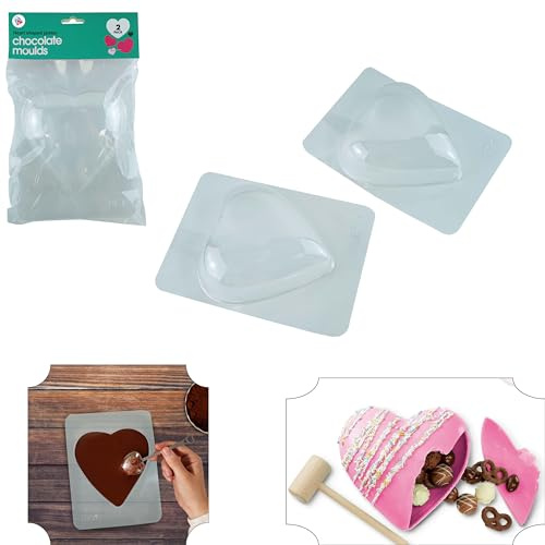 2PK Heart-Shaped Chocolate Moulds, 13.5cm Flexible Plastic Candy Jumbo Molds, Easter Large Chocolate Molds Non-Stick Reusable DIY Baking Molds Gift for Girlfriend, Wife Valentine's Day