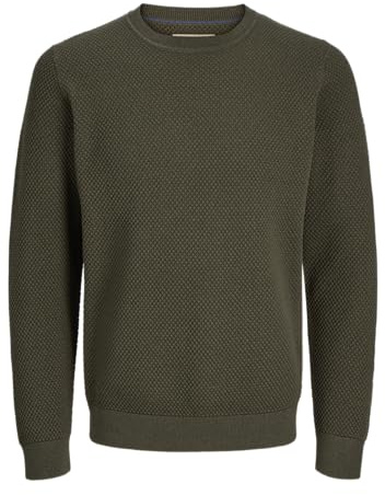 Jack&Jones JPRBLUNOAH Knit Crew Neck BF, Olive Night/Detail:Twist/Full Structure, S