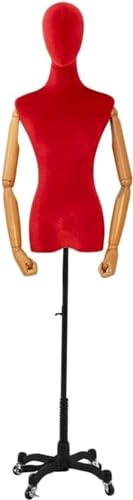 DZYHFCO Professionelle Schneiderpuppe mit Beinen, Schneiderpuppe mit Armen, Bekleidungsgeschäft, Regal, Präsentationsständer, Modell (Farbe: Rot, Größe: S)
