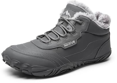 NORTIV 8 Herren Winterschuhe Snow Winter Warm Barfußschuhe Outdoor Trekking Wander Schuhe,Size 43,Grau,SNSB241M-E