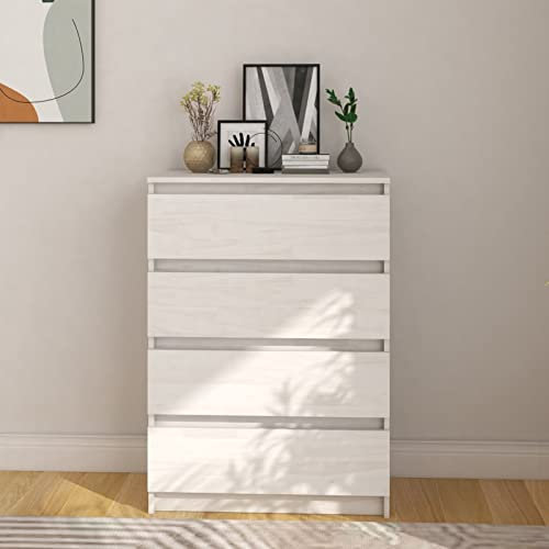 ShCuShan Beistellschrank Wohnzimmer Schrank Sideboard Wohnzimmer Beistellschrank Weiß 60x36x84 cm Massivholz Kiefer
