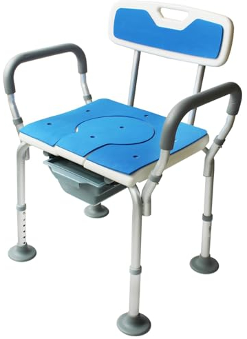 Bariatrischer Nachtstuhl, 204 Kg, Breiter Gepolsterter Toilettenstuhl Mit Eimer, Robuster Toilettenstuhl Für Erwachsene Und Senioren, Freistehender Erhöhter Toilettensitz