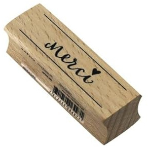 Artoz Holzstempel, Motiv: merci, 60 x 20 x 19 mm, Buche, Schweizer Design, FSC®-Zertifiziert, für Scrapbooking, Kartenbasteln und Geschenkverpackungen